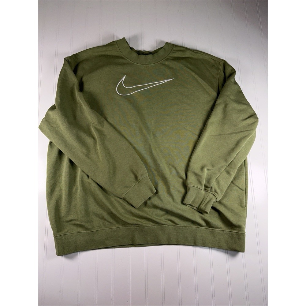 Nike Big Logo Embroidered Center Swoosh Sweatshirt Pullover Dri-Fit size 1X